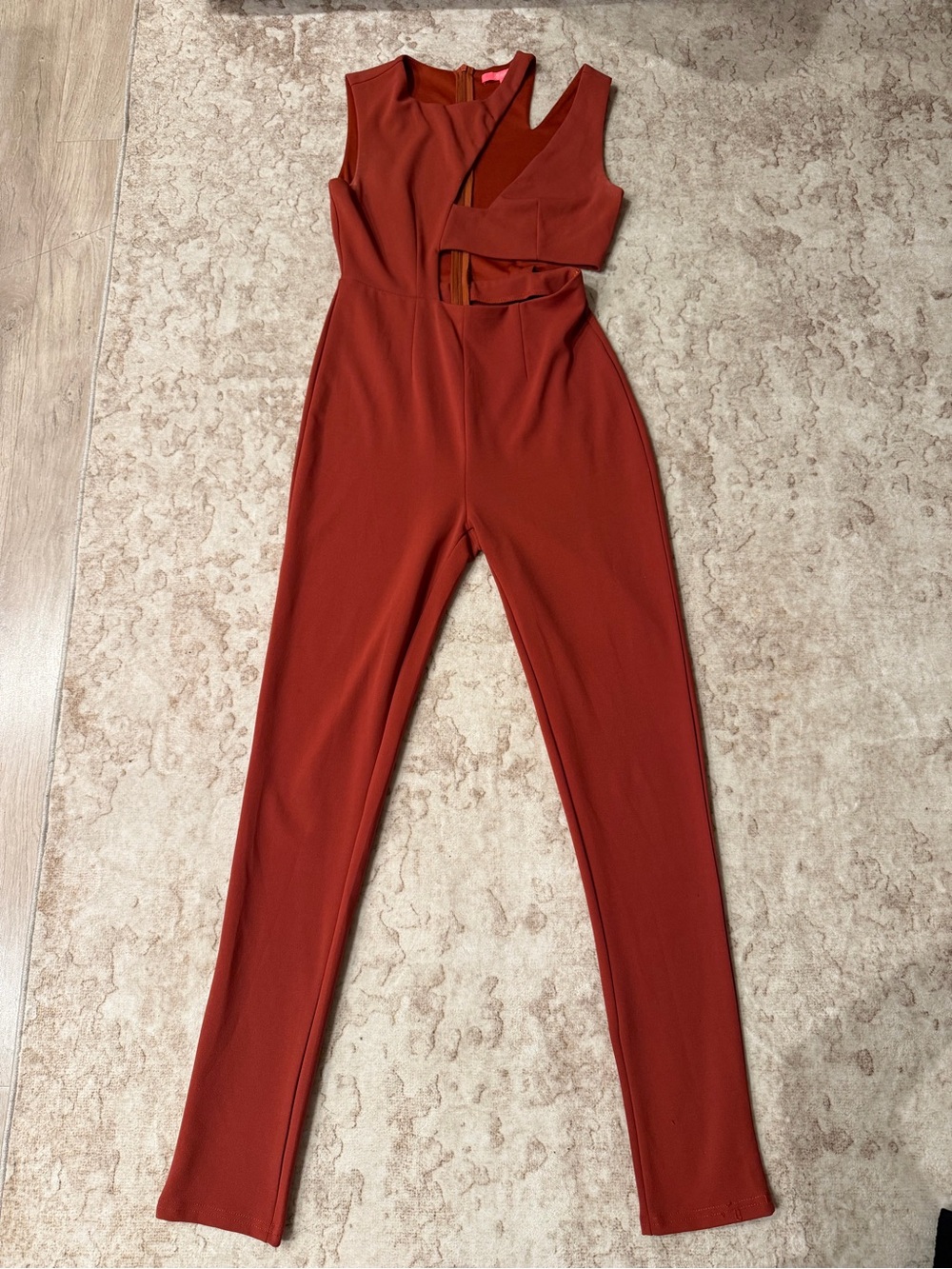 One-Shoulder Rust Jumpsuit